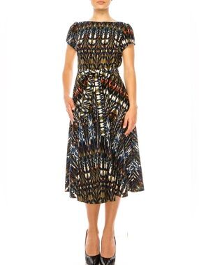 Julian Taylor Abstract Print Short-Sleeve Dress Sz 12 - NWT